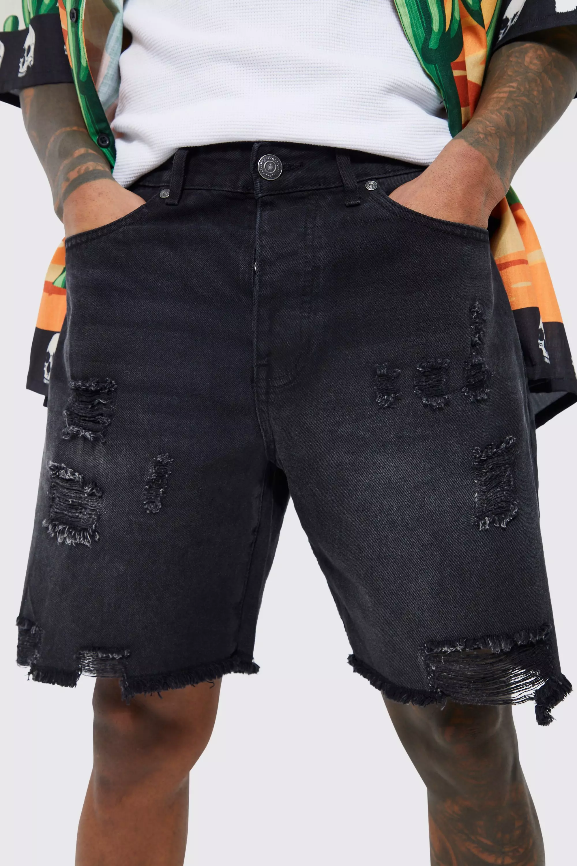 Black best sale rip shorts